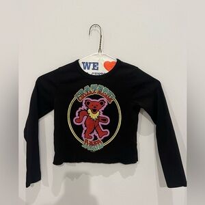Children's Black Long Sleeve Shirt with Grateful Dead Bear Design